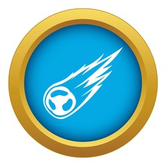 Falling meteor with long tail icon blue vector isolated on white background for any design