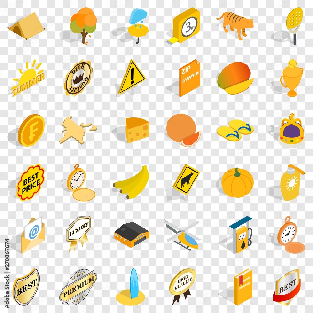 Poster cheese icons set. isometric style of 36 cheese vector icons for web for any design