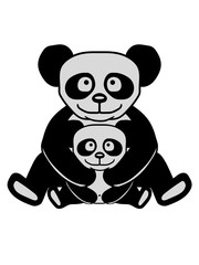 panda kind baby mama papa bär asiatisch bambus fresser süß niedlich sitzend comic cartoon clipart design cool klein bärchen