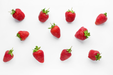 ripe strawberries on white background