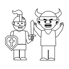 Isolated medieval knight and troll design vector illustration
