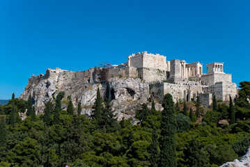 Fototapeta na wymiar A hot day on the Acropolis of Athens, Greece, June 2019.