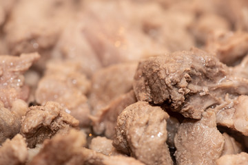 Process of cooking pork stew, close-up. Homemade cooking with a traditional recipe, Ukrainian cuisine