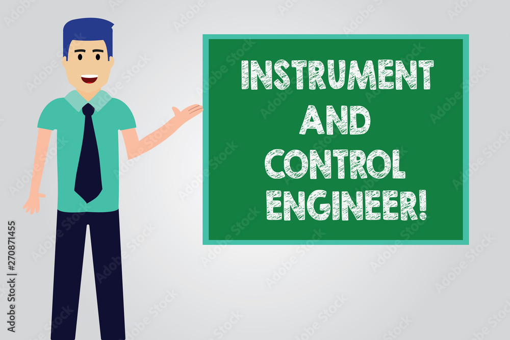 Poster handwriting text writing instrument and control engineer. concept meaning automation engineering ind