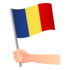 Romania flag in hand