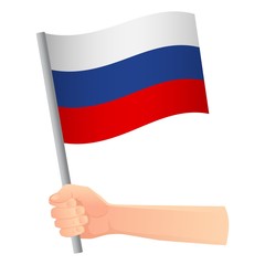 russia flag in hand