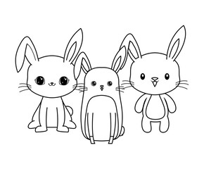 cute rabbits animals isolated icon