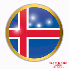 Bright button with flag of Iceland. Happy Iceland day button. Button with flag. Vector illustration.