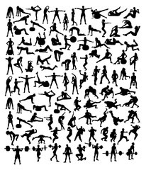 Fitness and Gym Sport Silhouettes, art vector design 