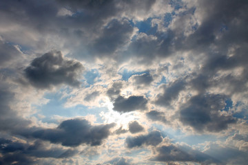 Sky with a heart-shaped hole in the cloud