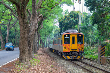 Train in on the Taiwan Railways Administration (TRA) Jiji Line in Taiwan