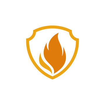 shield logo template, fire icon design - vector