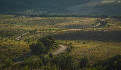 Naklejka premium Landscape with a dirt road