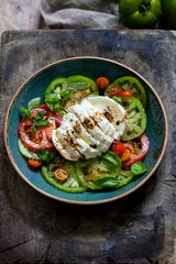 Green tomatoes and buffalo mozzarella