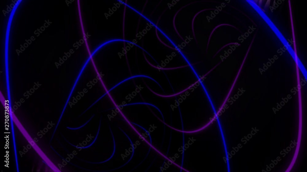 Poster abstract animation of colorful curved neon spirals shimmering on the dark background. animation. fut