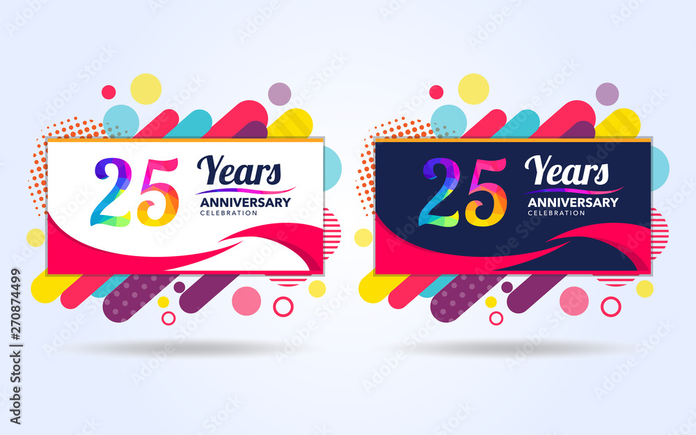 Wall mural 25 years pop anniversary modern design elements, colorful edition, celebration template design, pop 