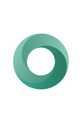 Twisted Circle with Bright Mint Color. 3D Optical Illusion Illustration