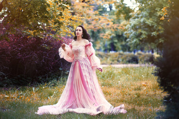 woman in romantic pink dress
