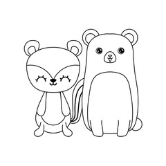 cute chipmunk with bear animals icon