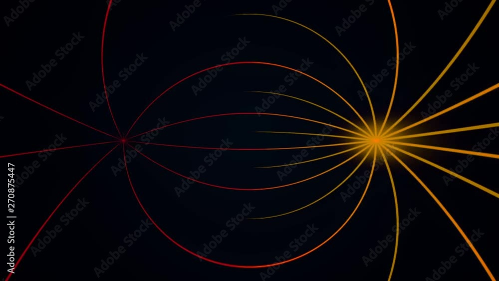Poster abstract animation of colorful curved neon spirals shimmering on the dark background. animation. fut
