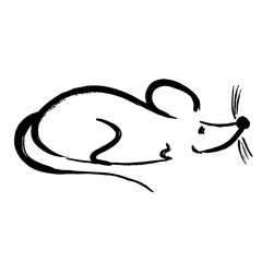 Rat, mice on white background. Lunar horoscope sign mouse. Chinese Happy new year 2020. Year of the rat. Lunar new year. Drawing rat ink