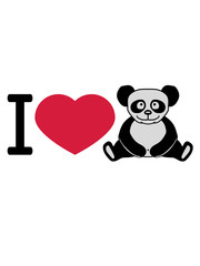 I love panda herz liebe bär asiatisch bambus fresser süß niedlich sitzend comic cartoon clipart design cool klein bärchen