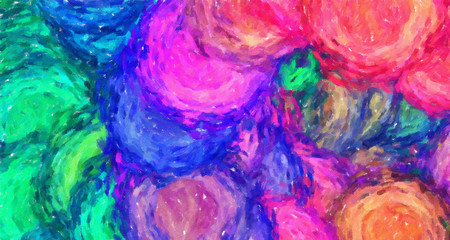 Obraz premium Abstract painting, Wall art, Canvas print, Oil paint, Modern drawing, Textured brushstrokes, Contemporary impressionism style, Warm fancy colors, Psychedelic design pattern, surreal fine art