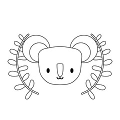 head of cute koala with crown of leafs