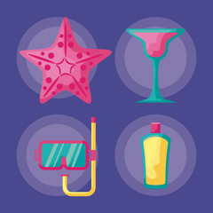 summer holiday vacation set icons