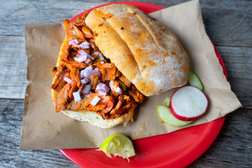 Mexican food: pork sandwich also known as 