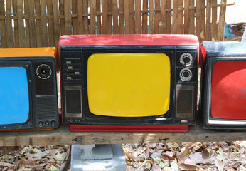 Old retro television and blank screen display