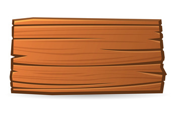 Vector wooden guidepost, old wooden panel on transparent background. 