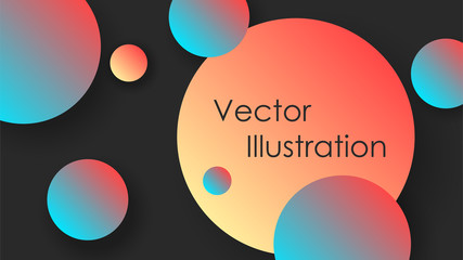 Abstract background with gradient circles, colorful balls on black background