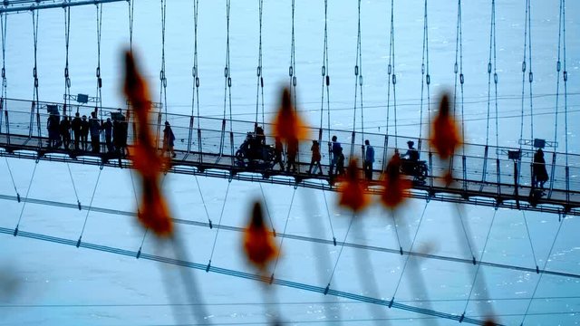 In the city of Rishikesh is cable-stayed bridge over sacred Ganges River