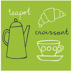 Kitchen pattern hand drawn illustration isolated on background