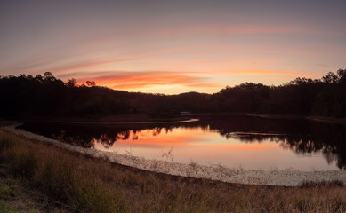 Lake Sunset Reflections Panorama