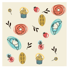 Food pattern hand drawn illustration isolated on background