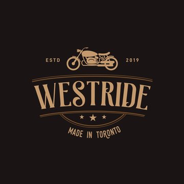 Vintage motorcycle illustration logo design dark backgrounds