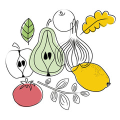 Food pattern hand drawn illustration isolated on background