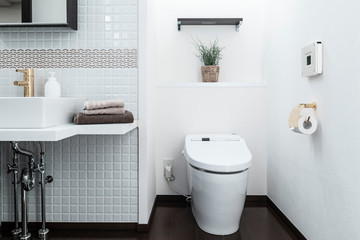 White ceramic basin in the bathroom, modern design