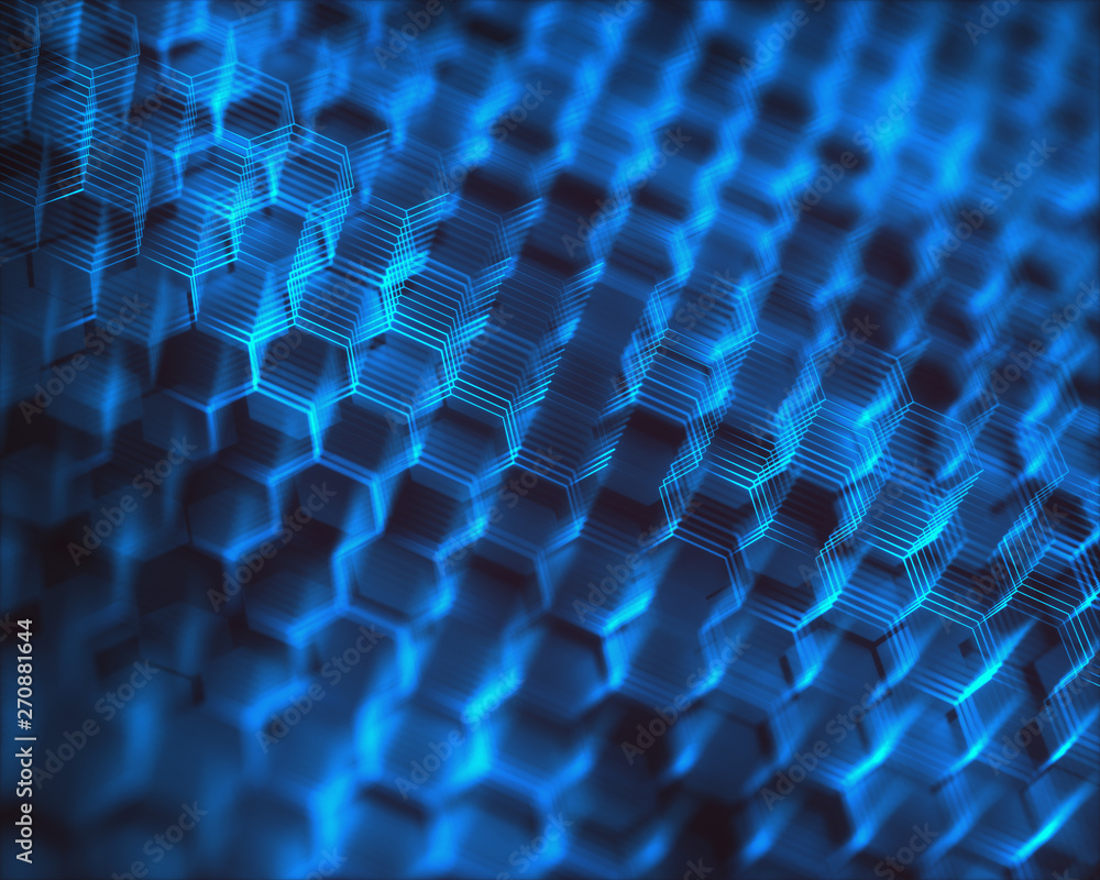 Wall mural graphene structural concept atomic connection. conceptual abstract image with graphene structural co