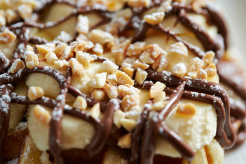 Banana with chocolate and nuts