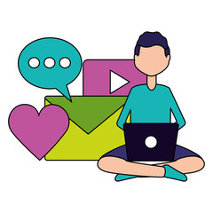 man laptop social media