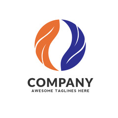 creative best circle green and blue leaf ecology nature element vector icon. leaf logo and abstract organic leaf logo.