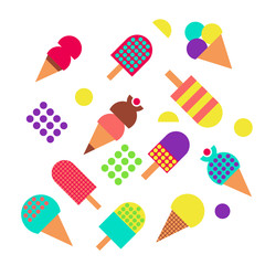 Ice cream geometric illustration isolated on background