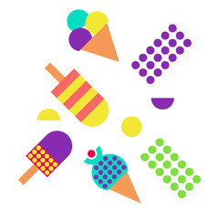 Ice cream geometric illustration isolated on background