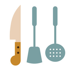Kitchen utensils geometric illustration isolated on background