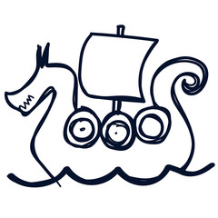 Viking ship geometric illustration isolated on background