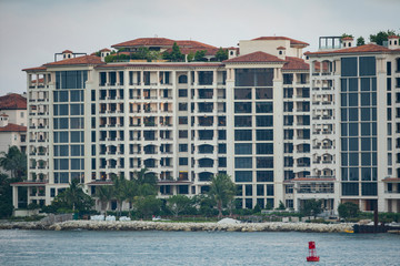 Far shot Fisher Island Miami Beach FL island