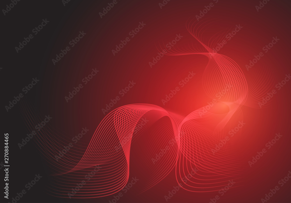 Poster abstract red line wave curve smooth on dark design modern luxury futuristic background vector illust